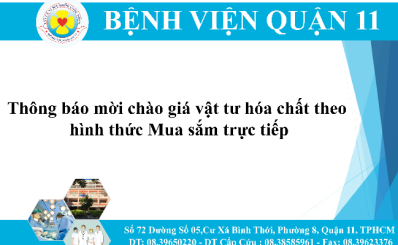 Thông báo mời chào giá vật tư hóa chất theo hình thức Mua sắm trực tiếp